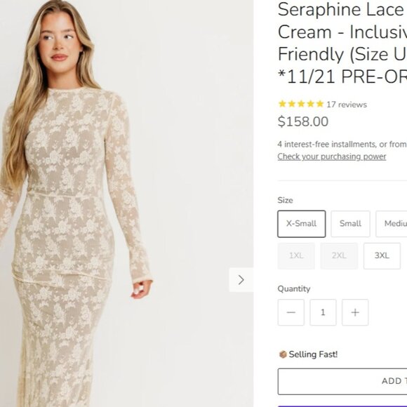 The Worth Collective - Seraphine Lace Maxi Dress in Cream - Picture 1 of 5